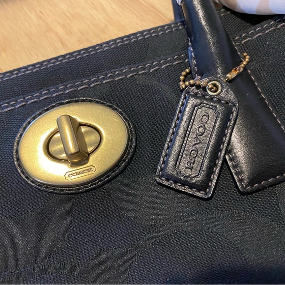 Coach Madeline Handbag Black and Gold - Picture 6 of 8